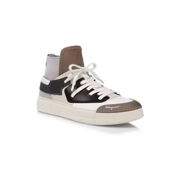 Salvatore Ferragamo Marvelous Borg Leather Sock Sneakers 8 M 41 Men’s New - Picture 11 of 15
